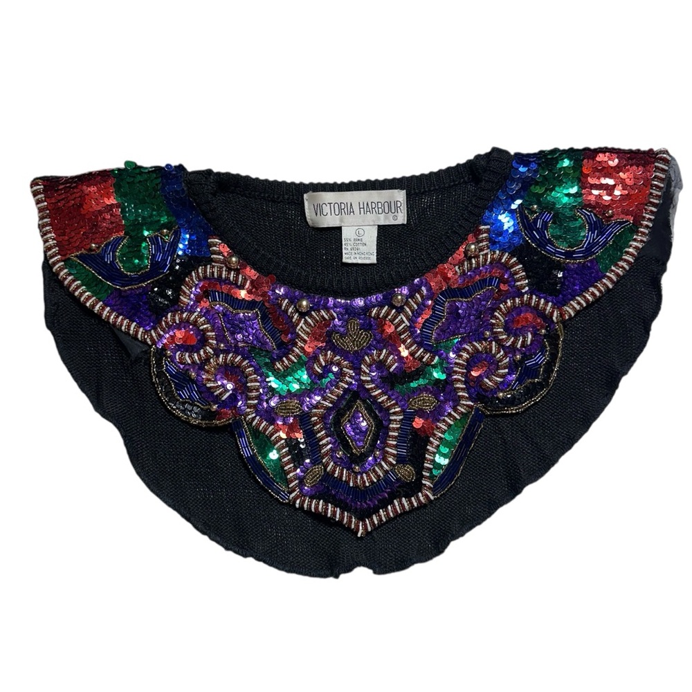 Vintage 80s 90s Sequin Collar Neck Brace Necklace